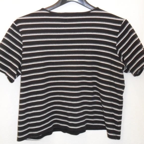 Coral Bay Black and White Striped Shirt Plus Sz 1X - Picture 2 of 4